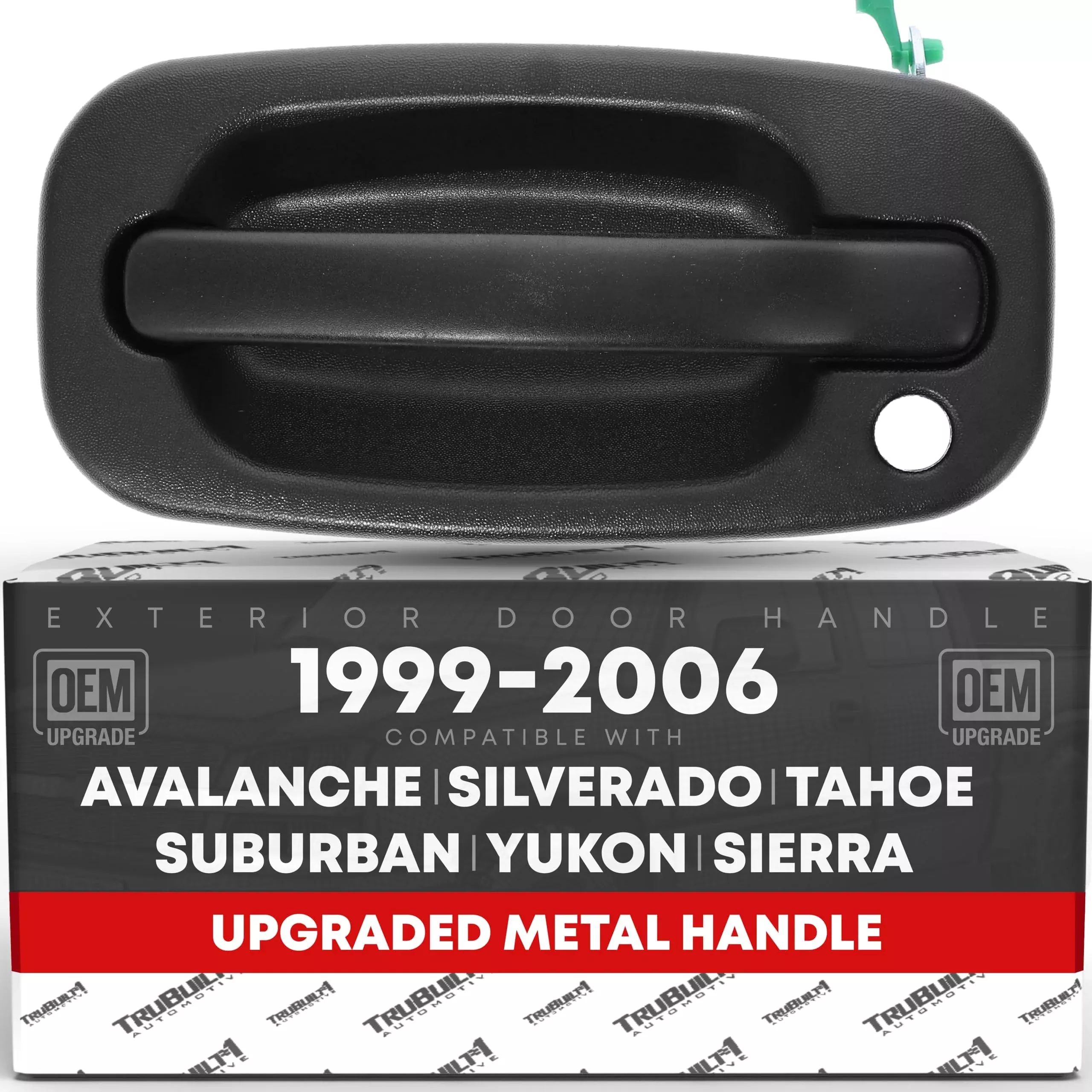 Exterior Front Driver Door Handle, Upgraded Metal - Compatible with 1999-2006 Chevrolet Silverado, Suburban, Tahoe, Avalanche; 99-06 GMC Sierra, Yukon - All Chrome - OEM 15034985, 91130 - Front Driver Side Handle