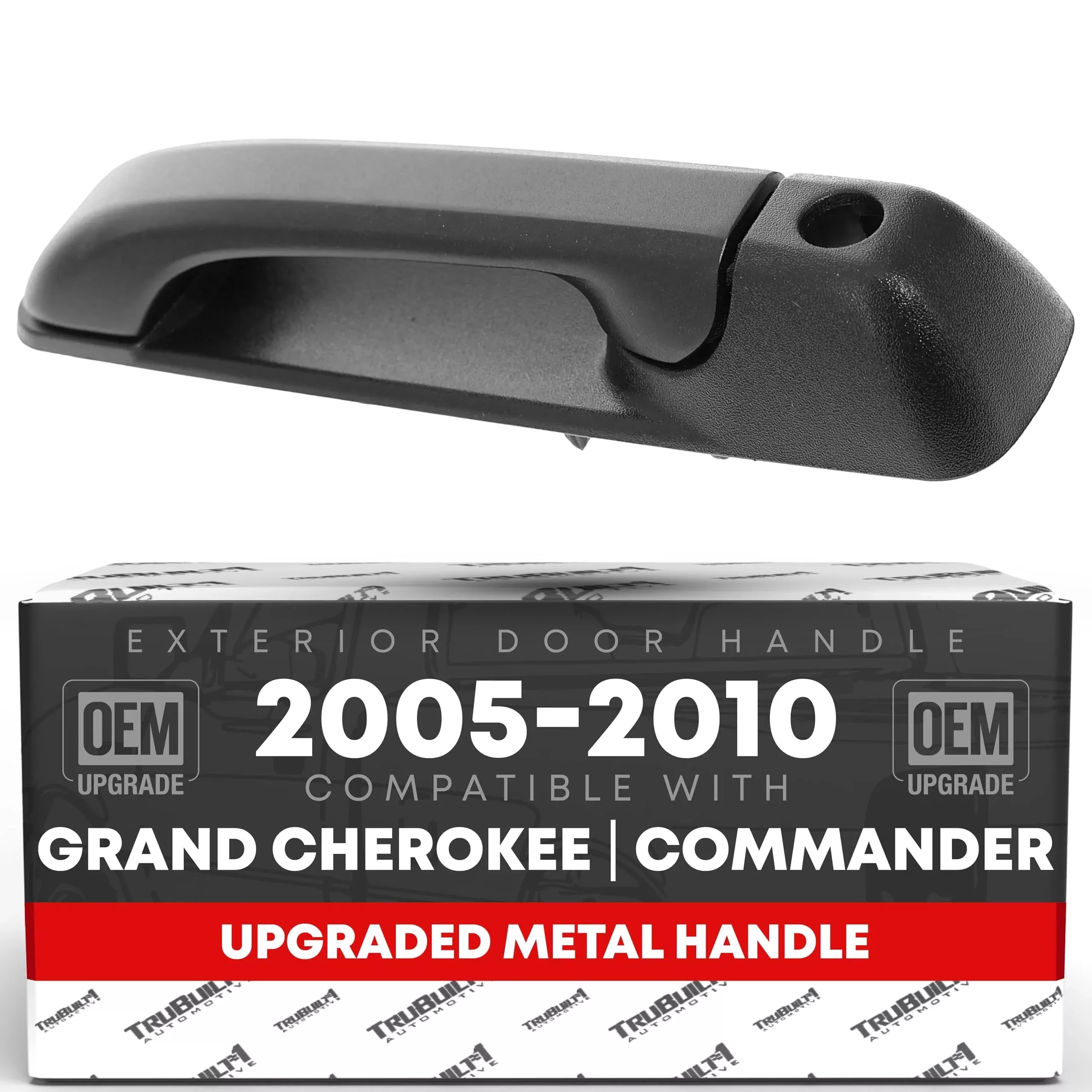 Exterior Front Driver Door Handle, Upgraded Metal - Compatible with 2005-2010 Jeep Commander, 05-10 Jeep Cherokee - Textured Black w/ Keyhole - OEM 55394237AF-MT, 55394237AG-MT, 55394237AH-MT, 80723 - Front Driver Handle