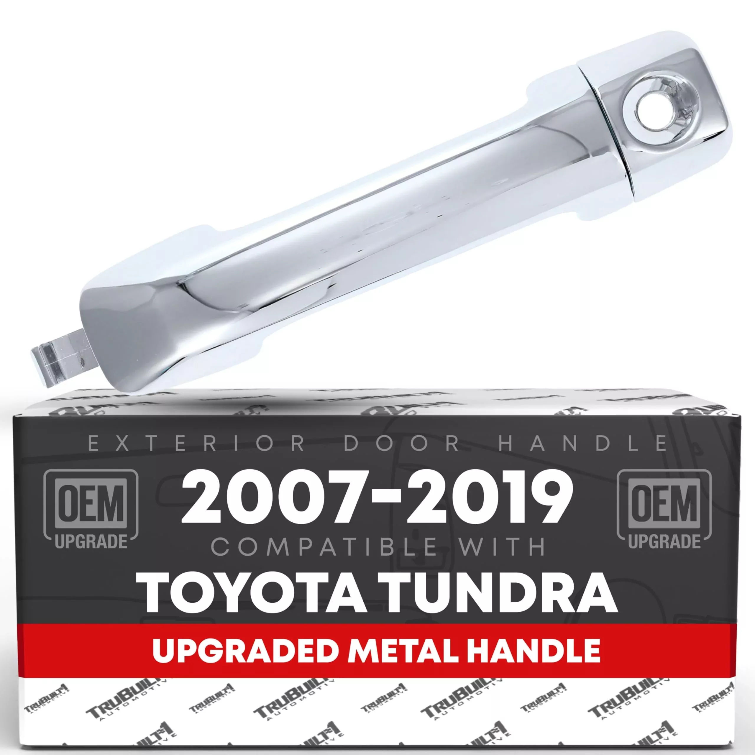 Exterior Front Driver Door Handle, Upgraded Metal - Compatible with 2007-2019 Toyota Tundra - All Chrome w/Keyhole - OEM 69210-0C020, 692170C020 - Front Driver Side Handle
