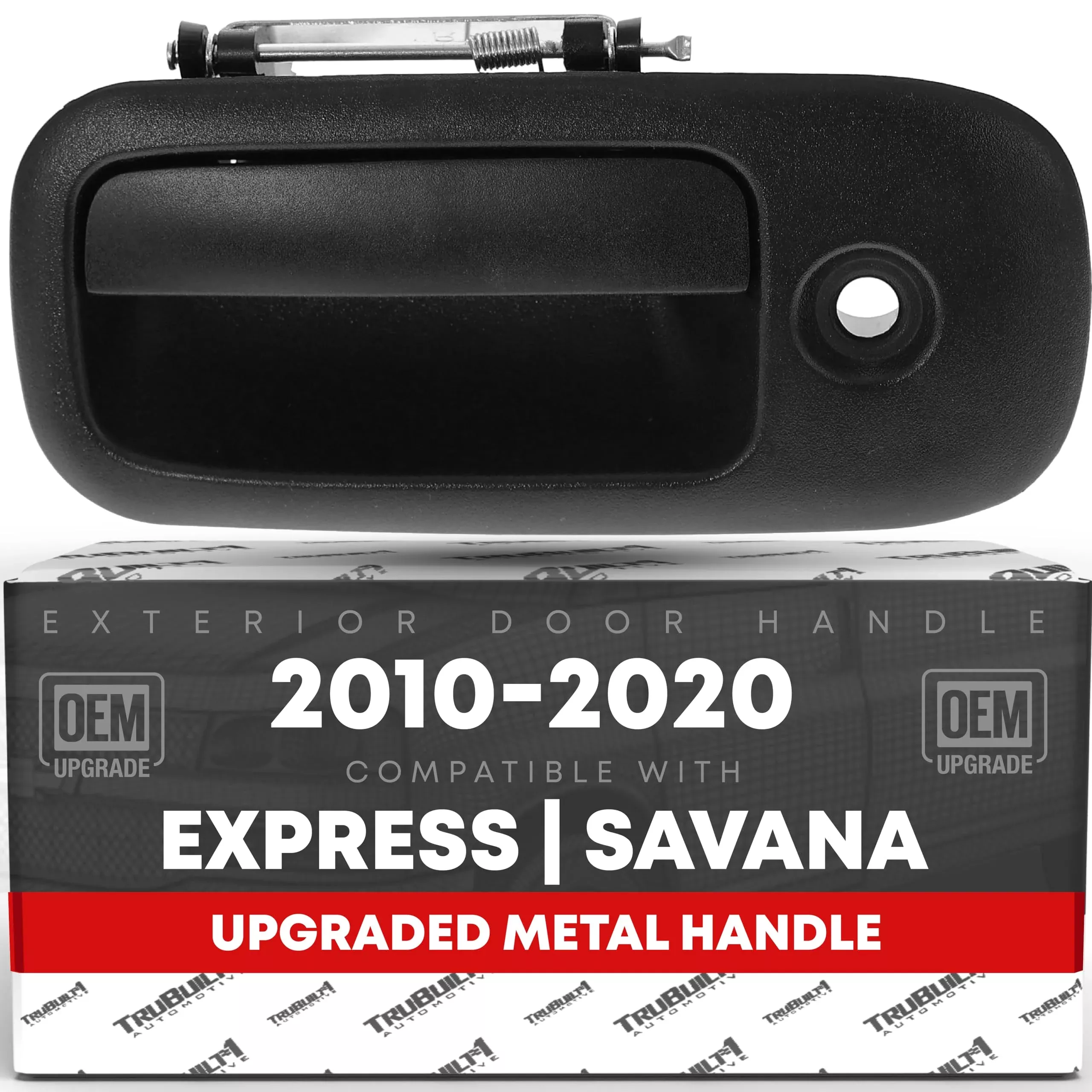 Exterior Front Driver Door Handle, Upgraded Metal - Compatible with 2010-2014 Chevrolet Express GMC Savana 1500, 10-20 Express 2500 3500 - Textured Black w/ Keyhole - OEM 25989398-MT, 25989398, 97745 - Front Driver Side Handle