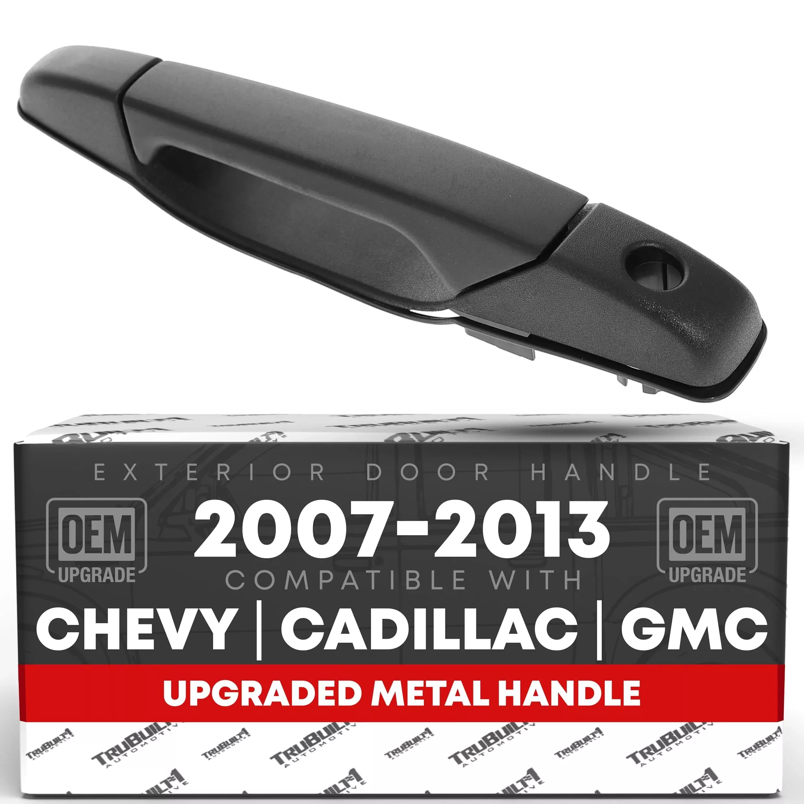 Exterior Front Driver Door Handle, Upgraded Metal - Compatible with 207-2014 Chevrolet Silverado; 07-14 GMC Sierra 1500 2500 3500; Cadillac Escalade - Textured Black - OEM 15058575, 15007213, 77234 - Front Driver Side Handle