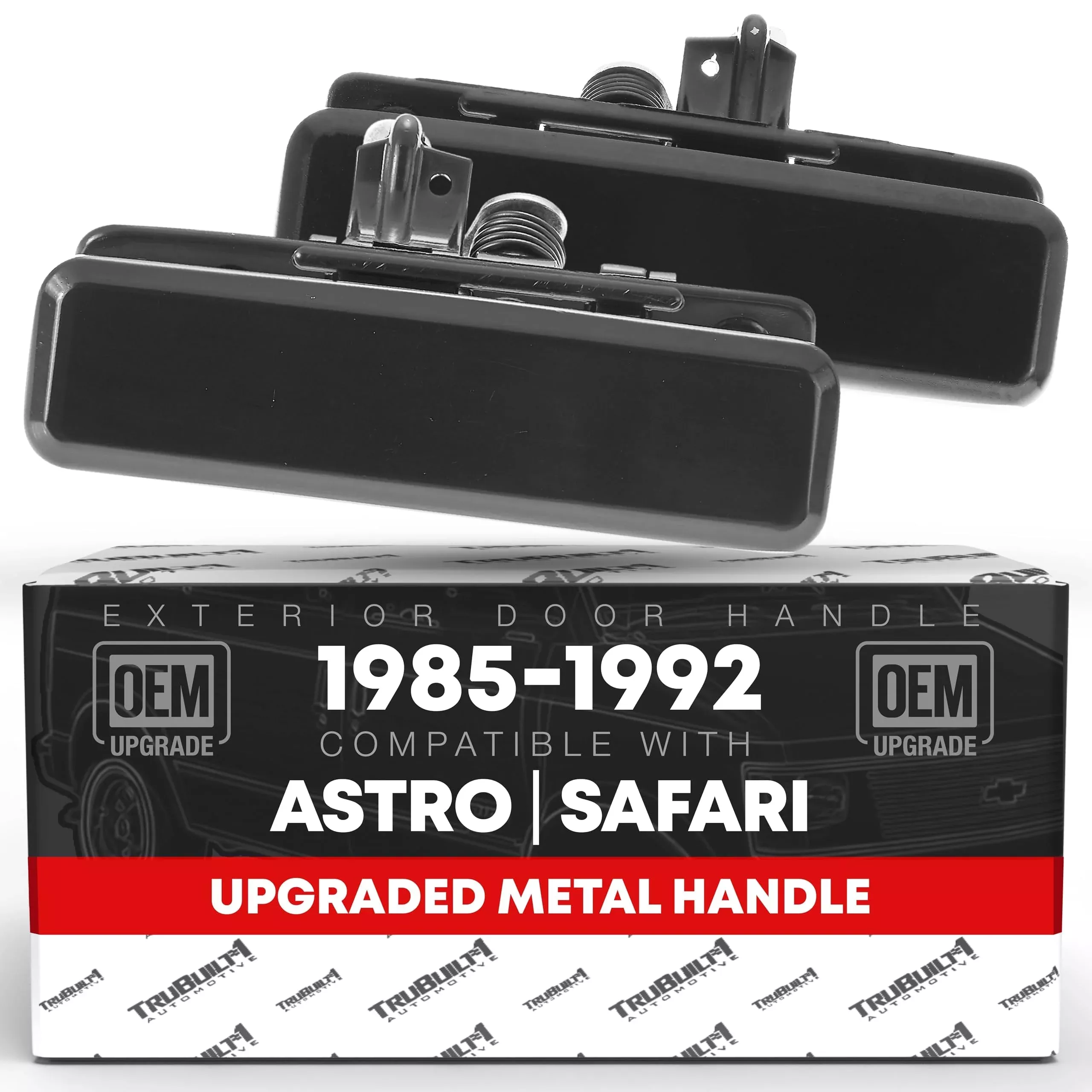 Exterior Front Driver & Passenger Door Handle - Compatible with 1985-1992 Chevrolet Astro, Lumina, 85-92 GMC Safari; Pontiac Trans Sport; Oldsmobile Silhouette - Metal, OEM 12545595 - Driver + Passenger Front Handle