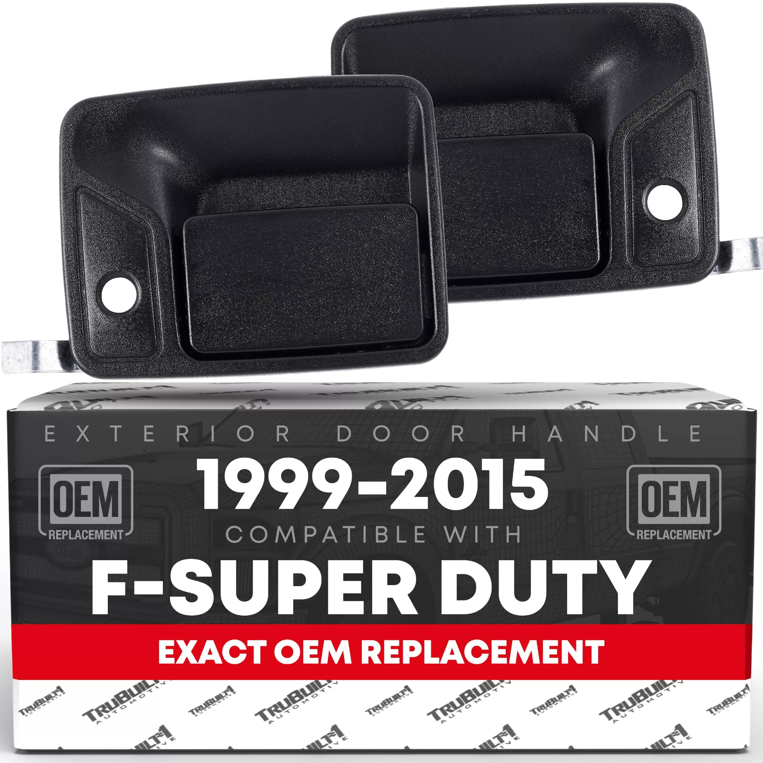 Exterior Front Driver & Passenger Door Handle - Compatible with 1999-2016 Ford F-250, F-350, F-450, F-550, F-650 Super Duty, 00-05 Excursion - Textured Black - OEM 4C3Z-3622405-AAA, 4C3Z-2522404-AAA - Front Left/Right Doors