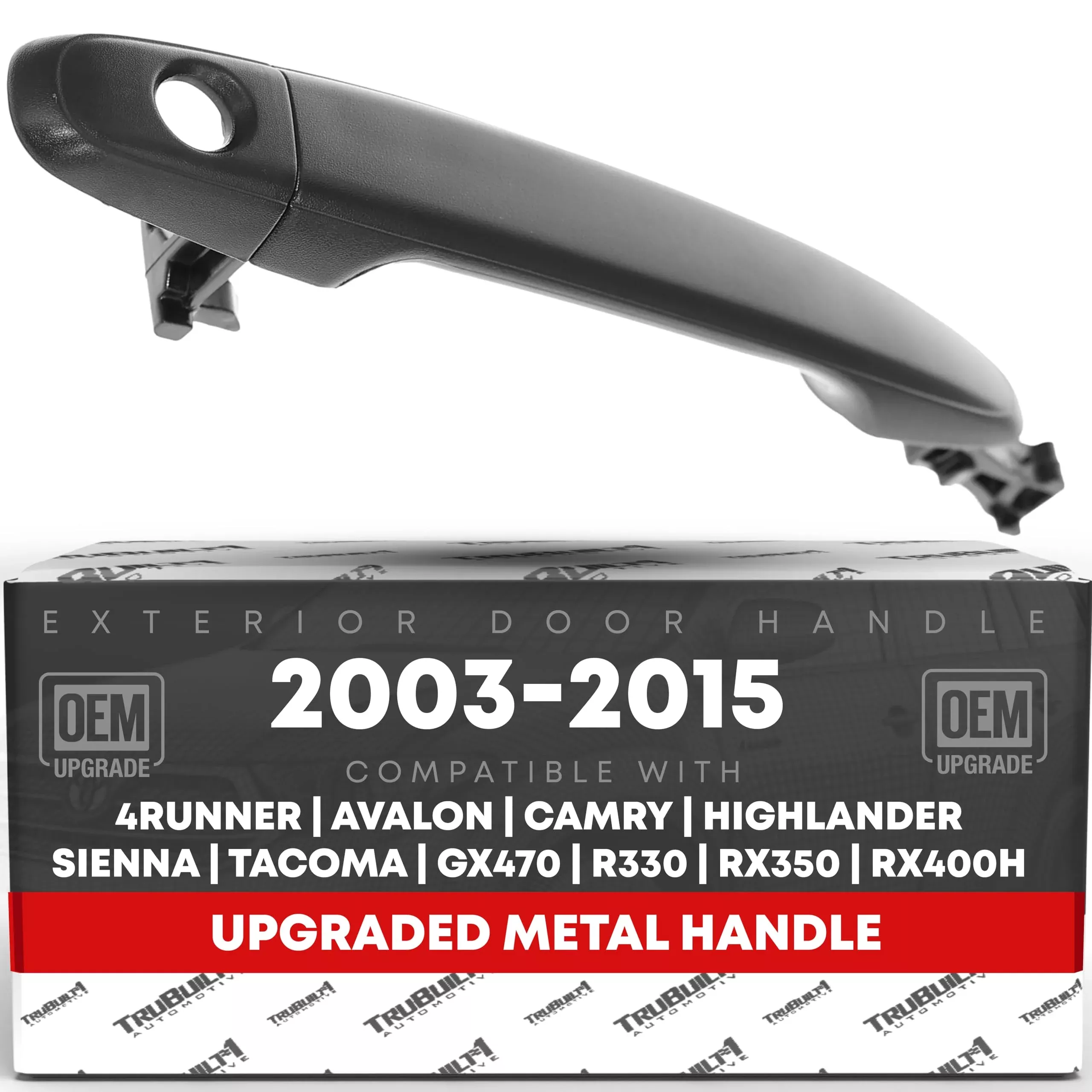 Exterior Front Driver/Passenger Door Handle & Cover, Upgraded Metal - Compatible with 05-15 Toyota Tacoma, 05-09 4Runner, 07-11 Camry; 03-09 Lexus GX470 - All Chrome - OEM 69210-58010, FDH010295 - Front Driver or Passenger Handle