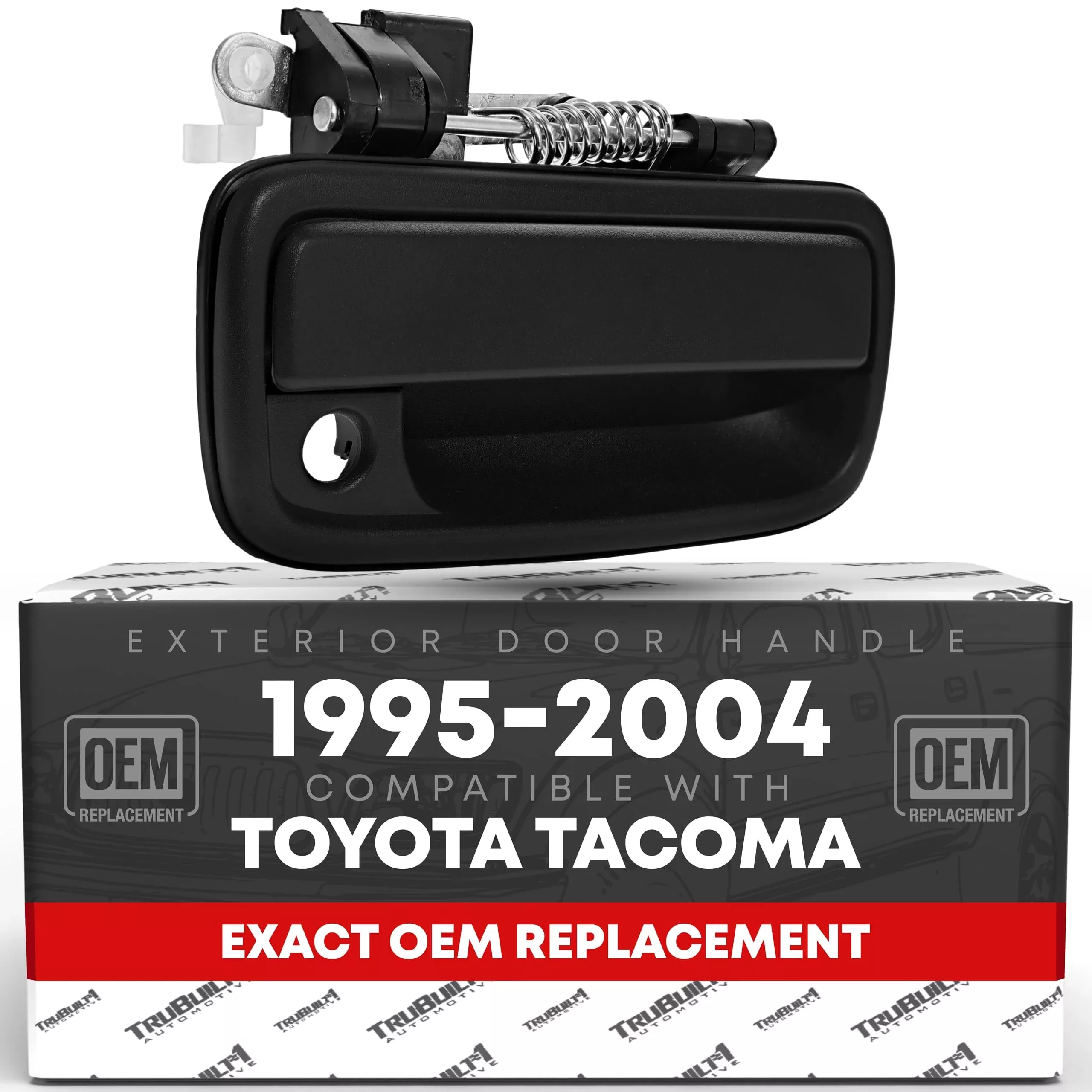 Exterior Front Passenger Door Handle Replacement - Compatible with 1995-2004 Toyota Tacoma - Textured Black with Keyhole - OEM 69210-35020, 91318, 79345, TO1311117 - Passenger Handle (Plastic)