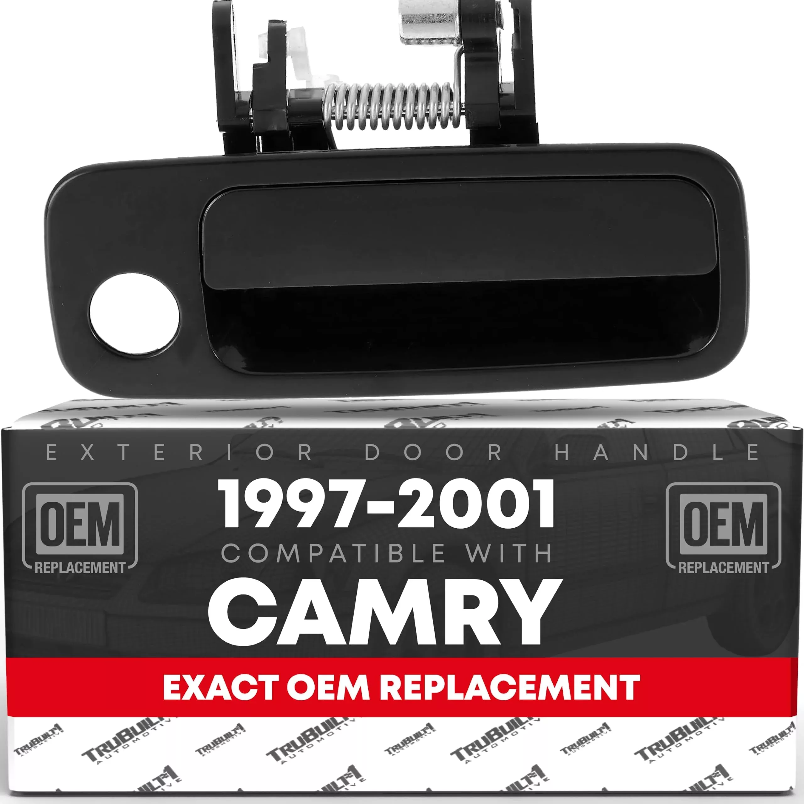 Exterior Front Passenger Door Handle Replacement - Compatible with 1997-2001 Toyota Camry - Smooth Black, Plastic - OEM 6921033040, 6921033041, 69210AA010, 69210YC030, 79427 - Front Passenger Door Handle