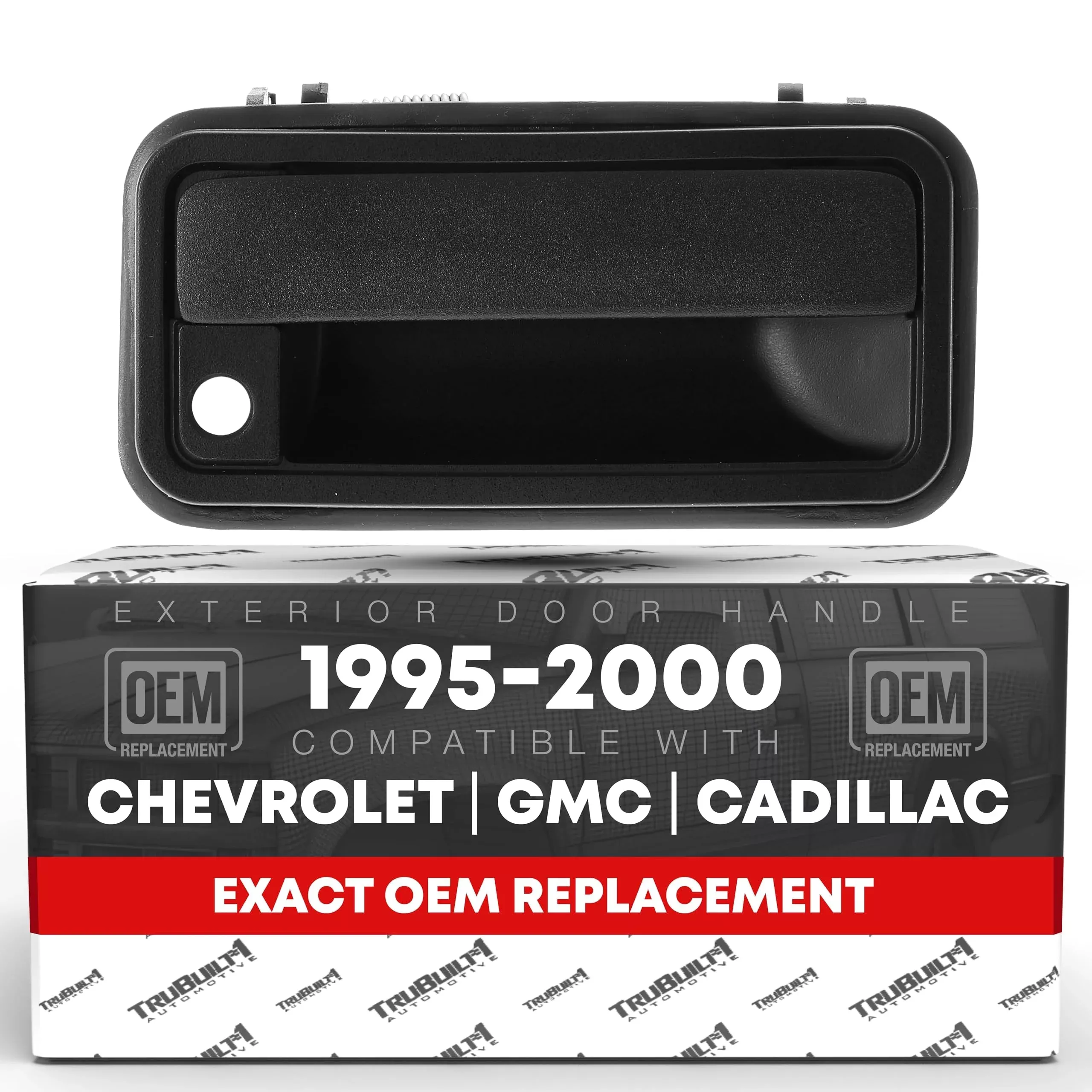 Exterior Front Passenger Door Handle, Upgraded Metal - Compatible with 1995-2000 Chevrolet, GMC C/K 1500 2500 3500 Suburban Tahoe Yukon; 1999-2000 Cadillac Escalade - Textured Black - OEM 15742230 - Metal Lever Right Handle