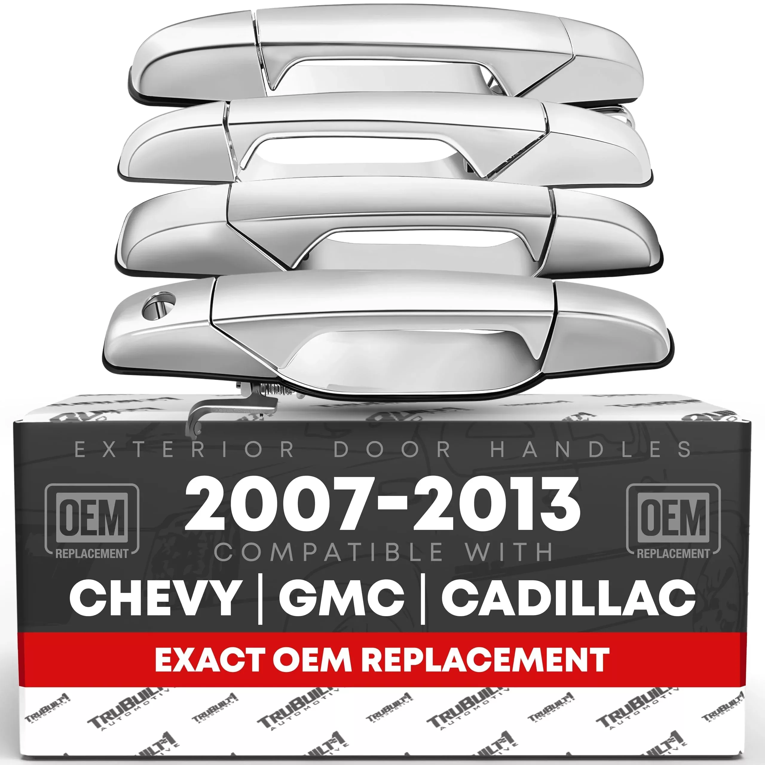 Exterior Front/Rear Driver & Passenger Door Handle - Compatible with 2007-2013 Chevy Avalanche, 07-14 Silverado 1500, 2500, 3500, Suburban, Tahoe; 07-14 GMC Sierra 1500, 2500, 3500, Yukon XL, 2273872 - Front & Rear Right Passenger & Left Driver Sides