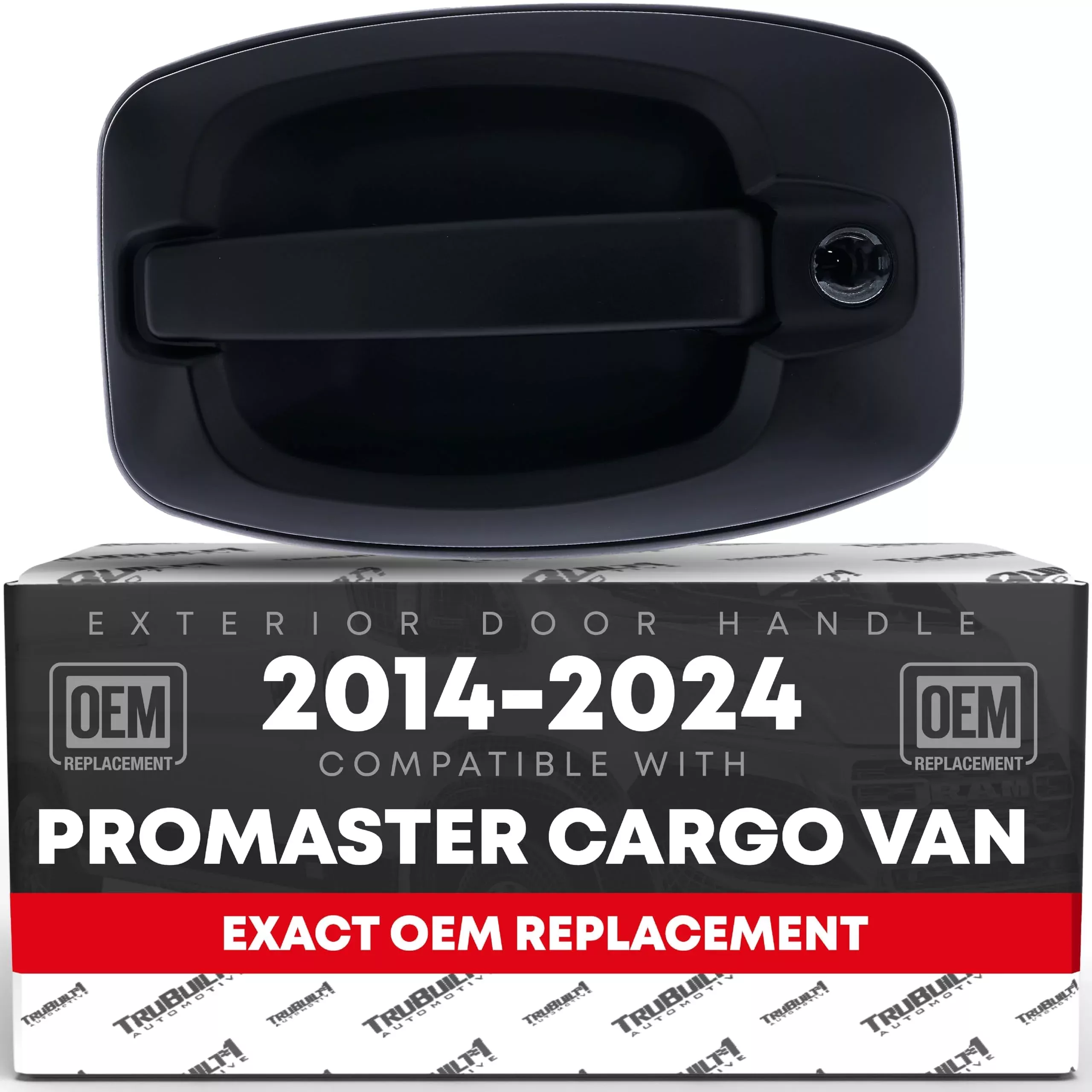 Exterior Rear Driver & Passenger Sliding Door Handle W/ Cables - Compatible with 2014-2018 Dodge RAM Promaster 1500, 14-18 RAM Promaster 2500, RAM Promaster 3500 - Textured Black - OEM 9101CV, 97736 - Left + Right Sliding Door Handle w/ Cable