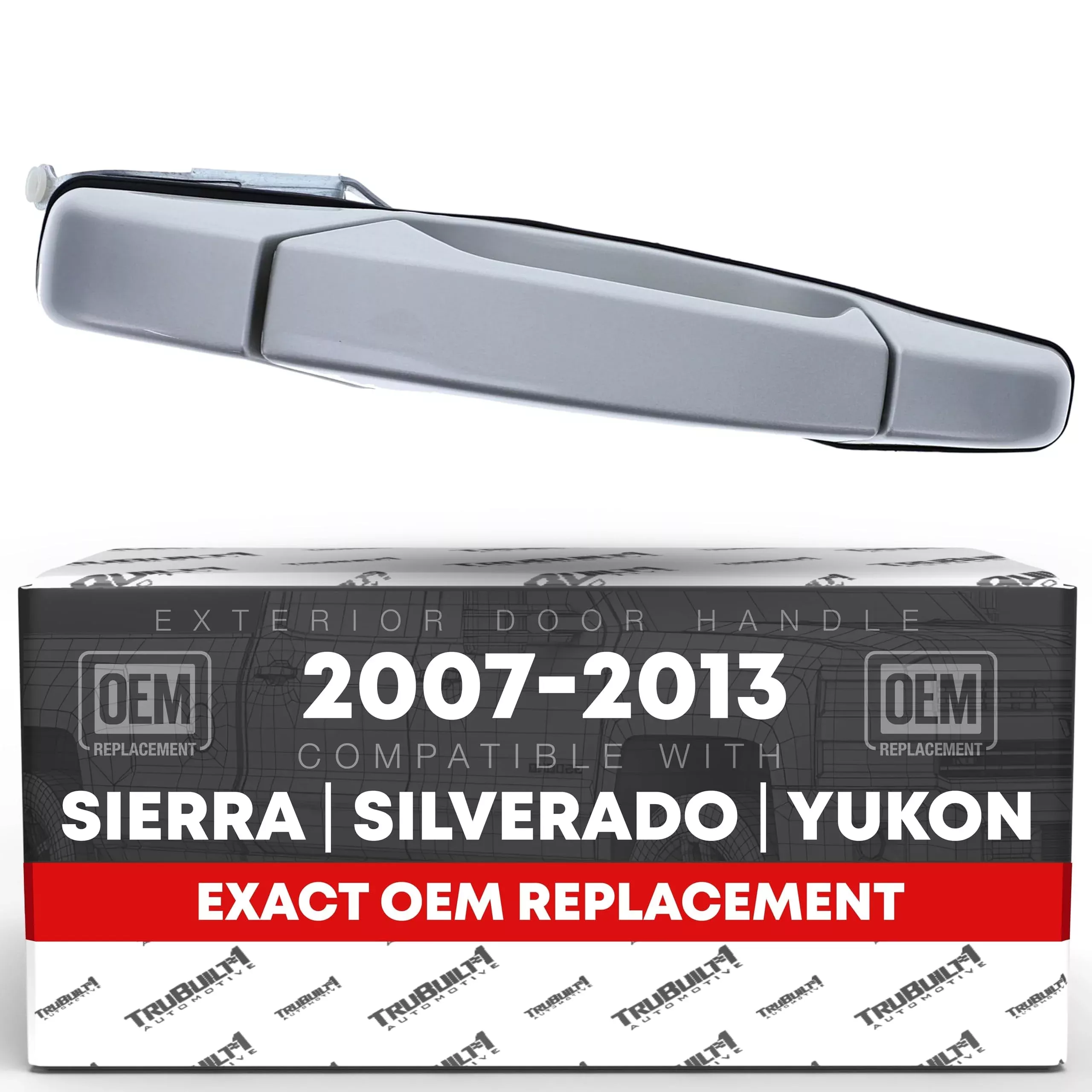 Exterior Rear Passenger Door Handle - Compatible with 2007-2013 Chevrolet Avalanche Silverado Suburban Tahoe; GMC Sierra Yukon; Cadillac Escalade - Chrome, Plastic - OEM 25960522, 22738726, 15915660 - Rear Right Passenger Side