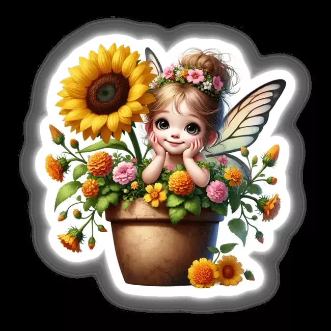Fairy Peeking Out of Flower Pot