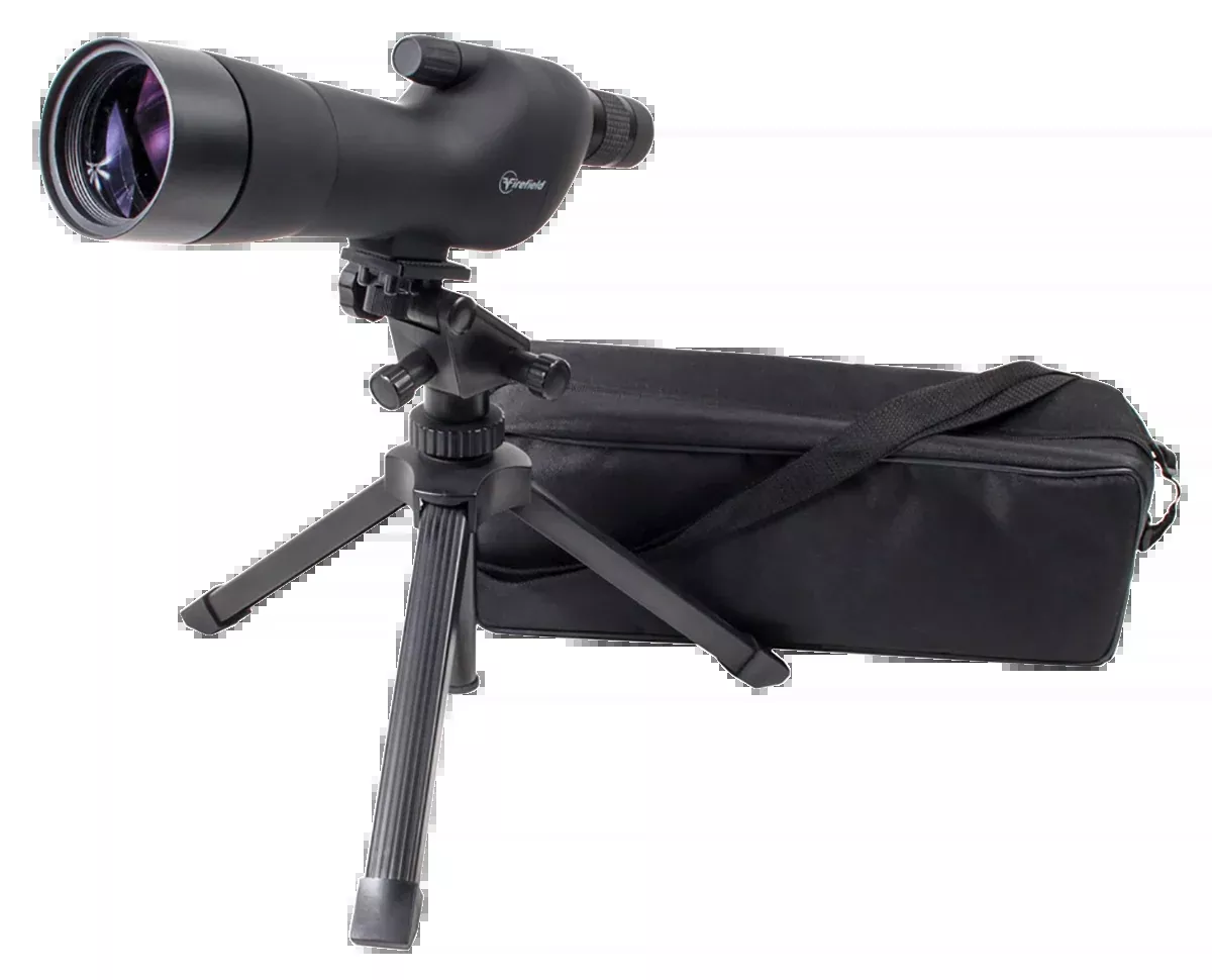 Firefield 20-60x80 Straight Edge Spotting Scope Kit Black, Straight Body, w/ Tripod, Carrying Case and Hard Case