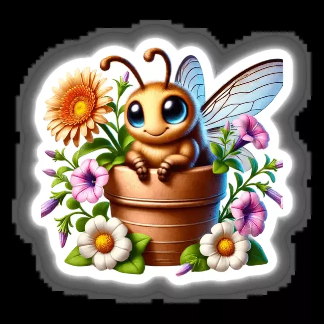 Firefly Peeking Out of Flower Pot