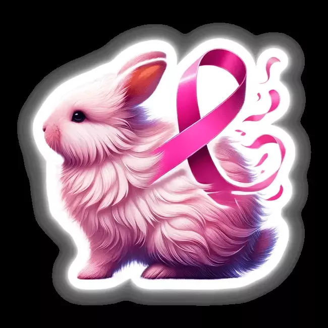 Fluffy Rabbit Pink Ribbon Breast Cancer