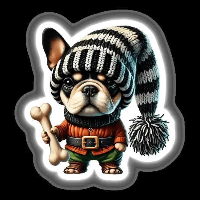 French Bulldog Gnome with Dog Bone