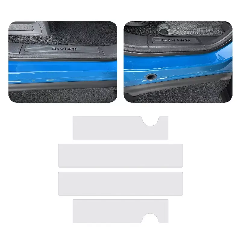 Front and 2nd Row Door Sill Protector PPF Clear Bra Kit 3M Scotchgard Paint Protector Film for 2022-2025 Rivian R1T Pickup Truck (4pcs)