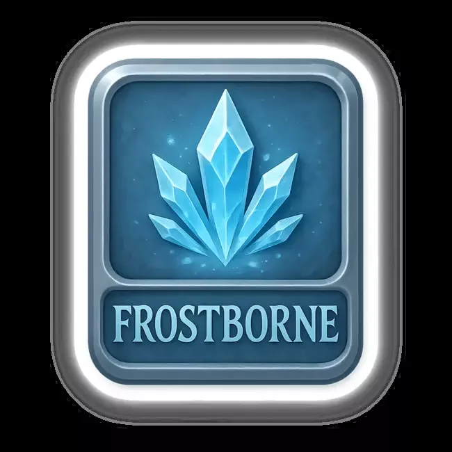 Frostborne – RPG-Style Skill Badge (Silver Icy Crystal Emblem)