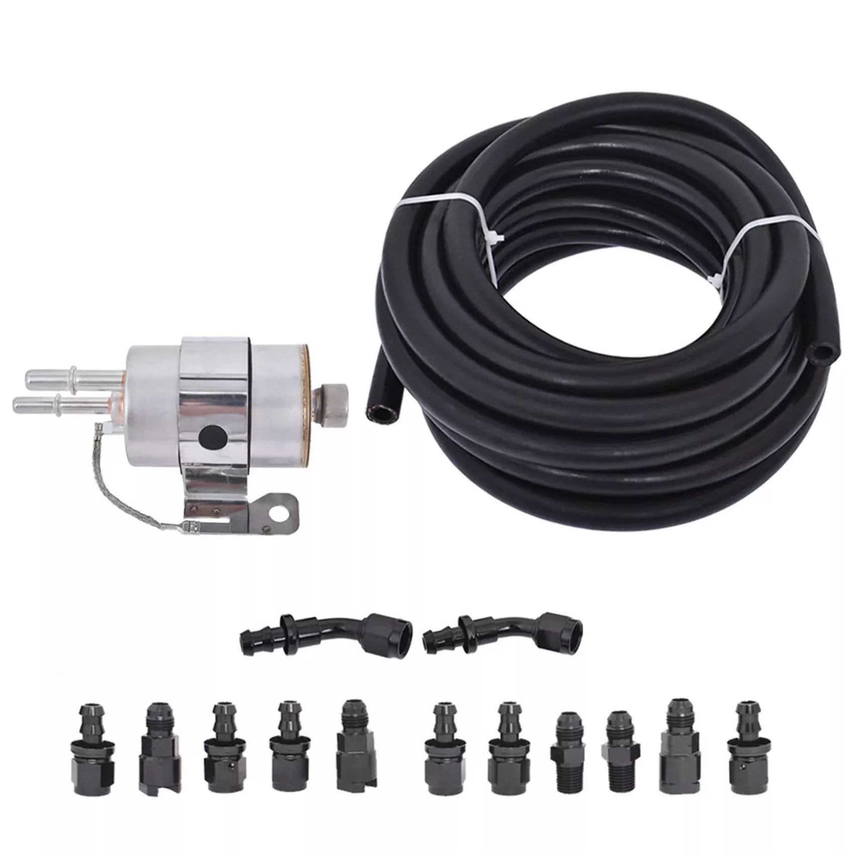 Fuel Filter/Pressure Regulator and 6AN 25 Feet Fuel Injection Line Install Kit with 13pcs Push Lock Swivel Fitting Hose Ends Kit Replacement for LS