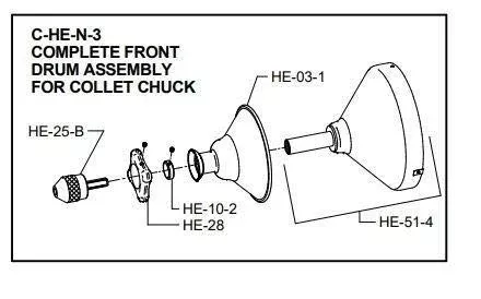General Wire HE-25-28-B Handylectric Collet Chuck Assembly