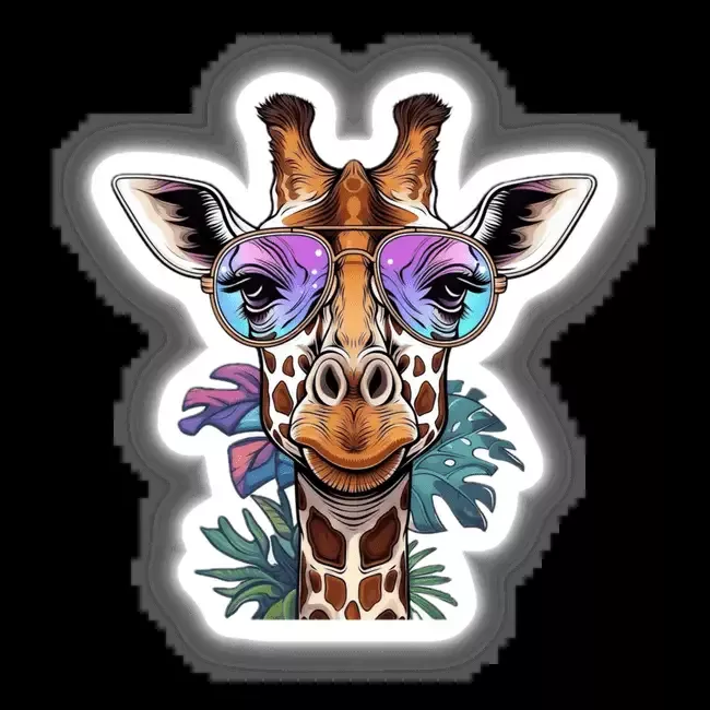 Giraffe Wearing Colorful Sunglasses