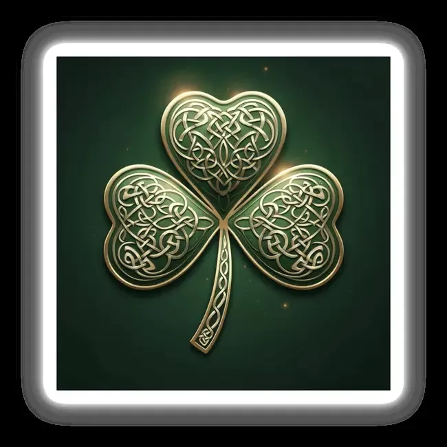 Golden Celtic Shamrock – Intricate Knotwork Clover with Elegant Detailing