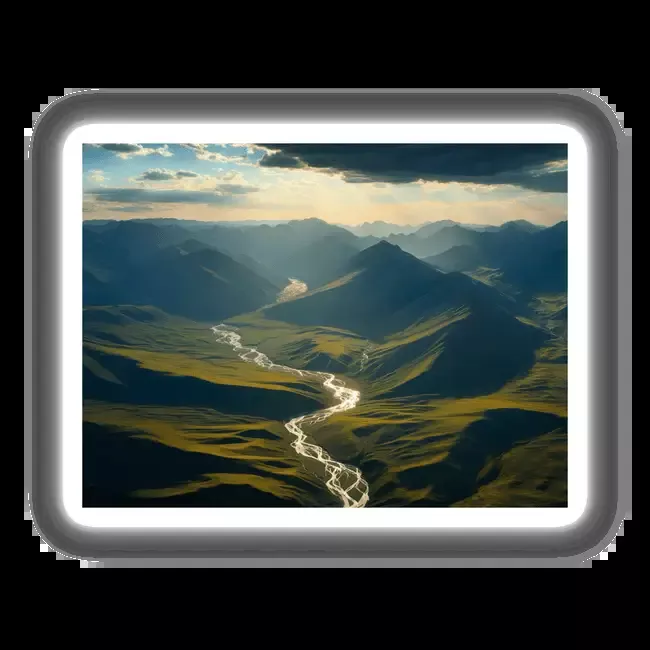 Golden Hour Over Serene Mountain Valley with Winding River