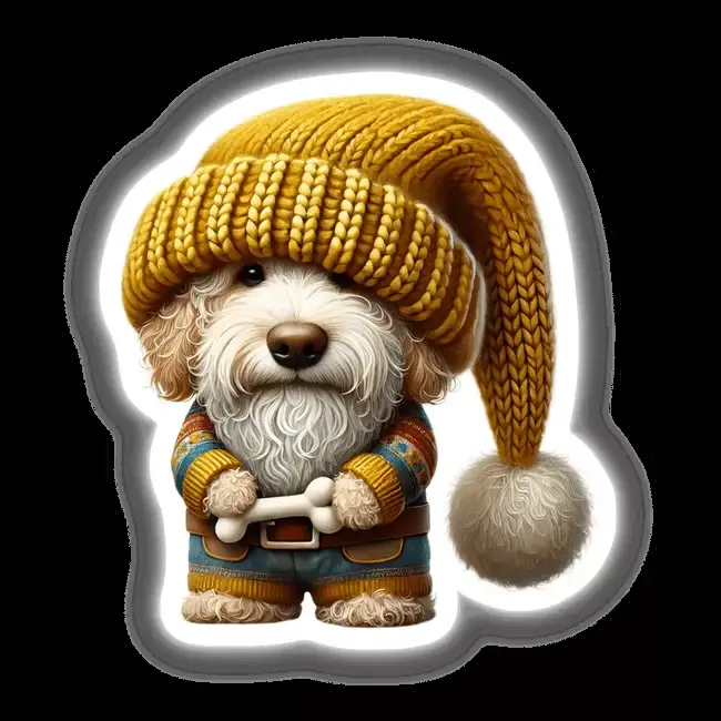 Goldendoodle Gnome Holding Dog Bone