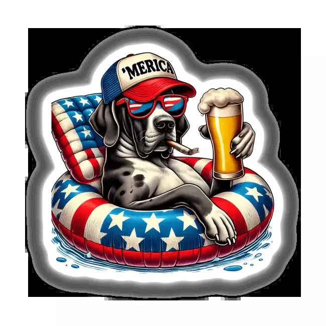 Great Dane Dog American Flag Float Merica