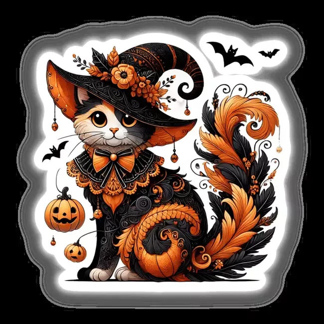 Halloween Cat in Witch Hat