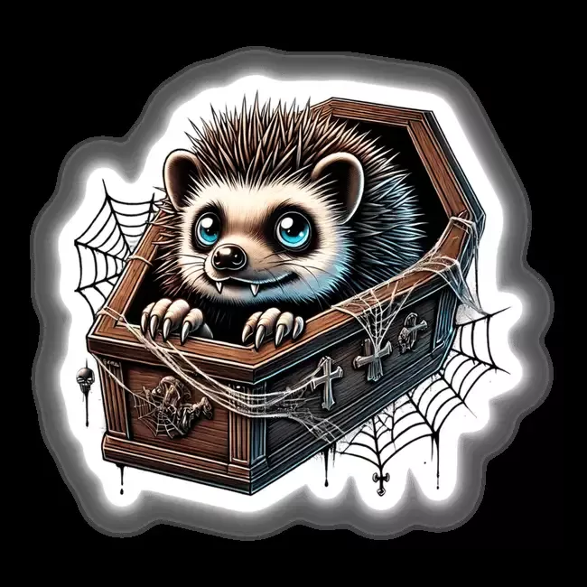 Halloween Hedgehog Peeking Out of Coffin
