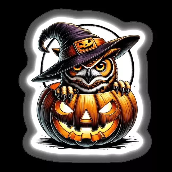 Halloween Owl Peeking Out of Pumpkin