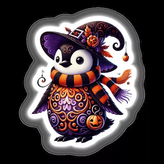 Halloween Penguin Wearing Witch Hat