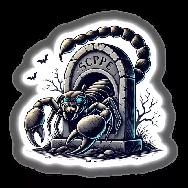 Halloween Scorpion Peeking Out of Tombstone