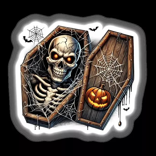 Halloween Skeleton Peeking Out of Coffin