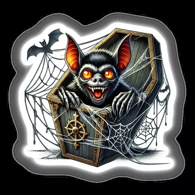Halloween Vampire Bat Peeking Out of Coffin