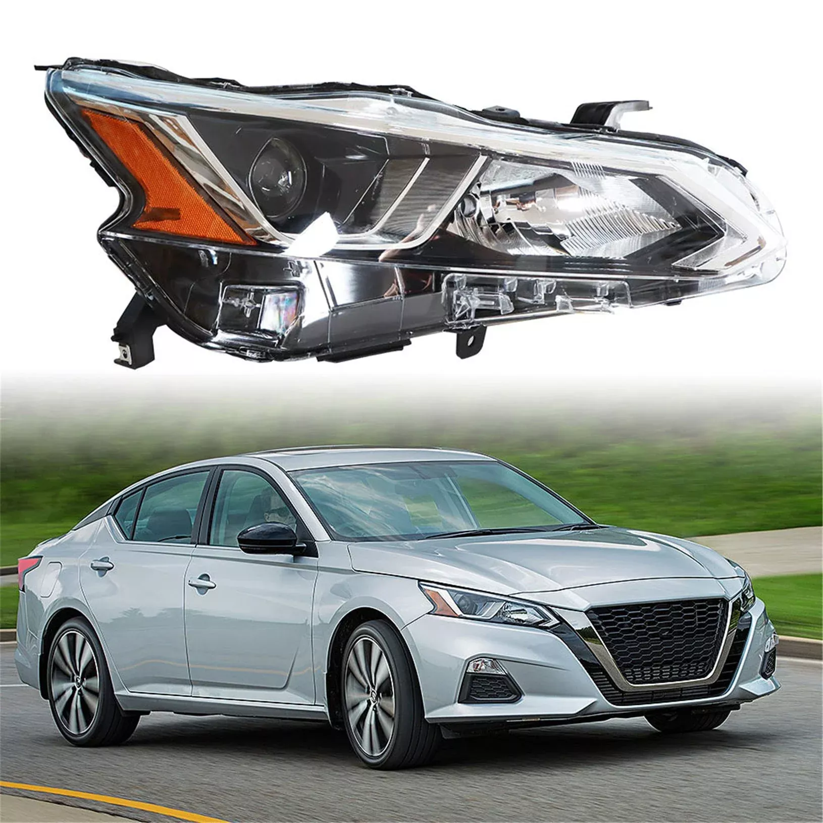 Halogen Headlight For 2019-2020 Nissan Altima Chrome Housing Passenger NI2503265