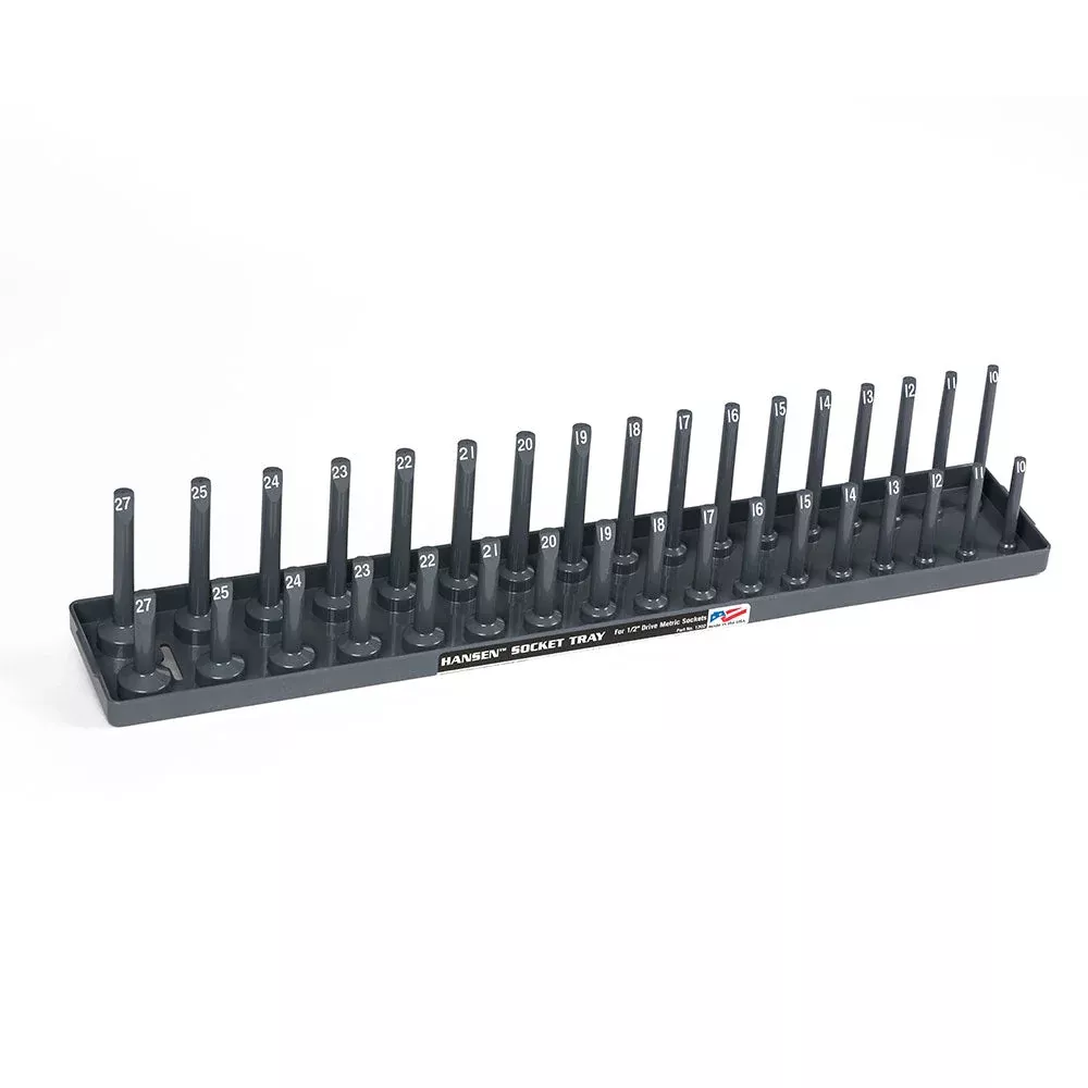 Hansen Global 1202 1/2" Dr. METRIC Socket Organizer GRAY