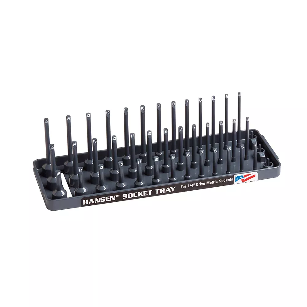 Hansen Global 14023 1/4" Dr. 3-Rail METRIC Socket Organizer