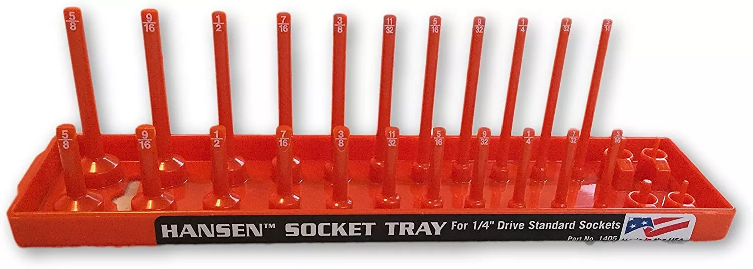 Hansen Global 1405 1/4" Dr. SAE Socket Organizer ORANGE