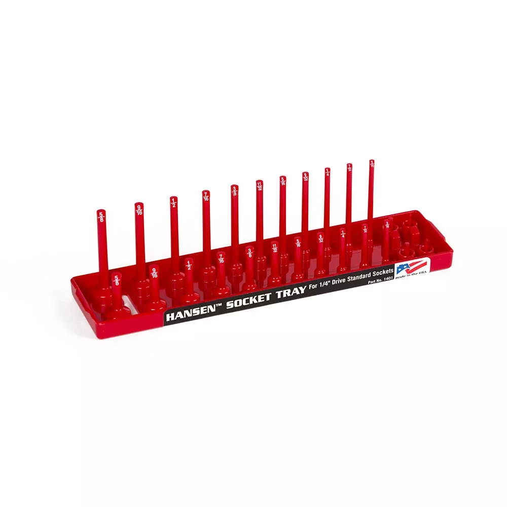 Hansen Global 14053 1/4" Dr. 3-Rail SAE Socket Organizer ORANGE