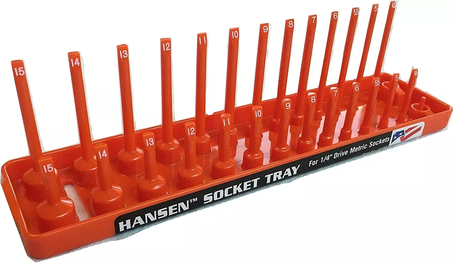 Hansen Global 1406 1/4" Dr. METRIC Socket Organizer ORANGE