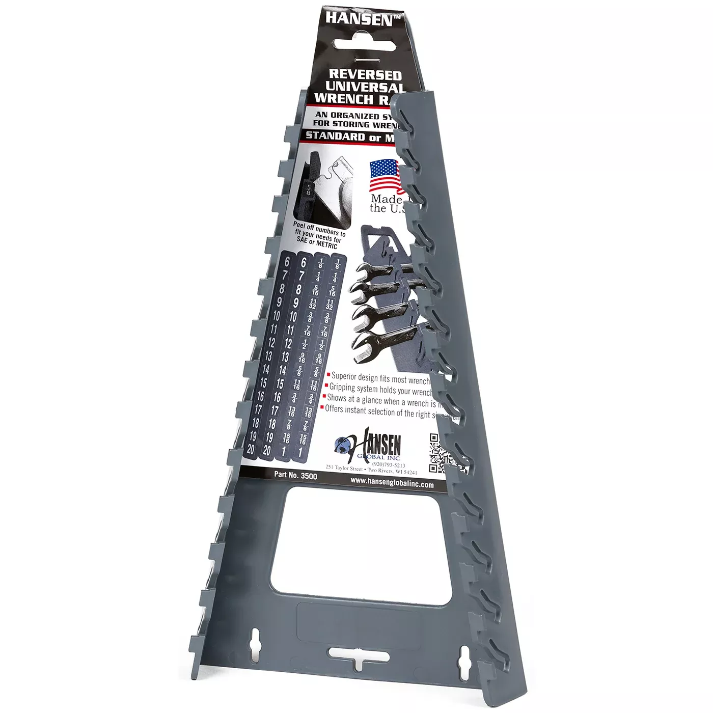 Hansen Global 3500 13pc REVERSED UNIVERSAL Wrench Rack