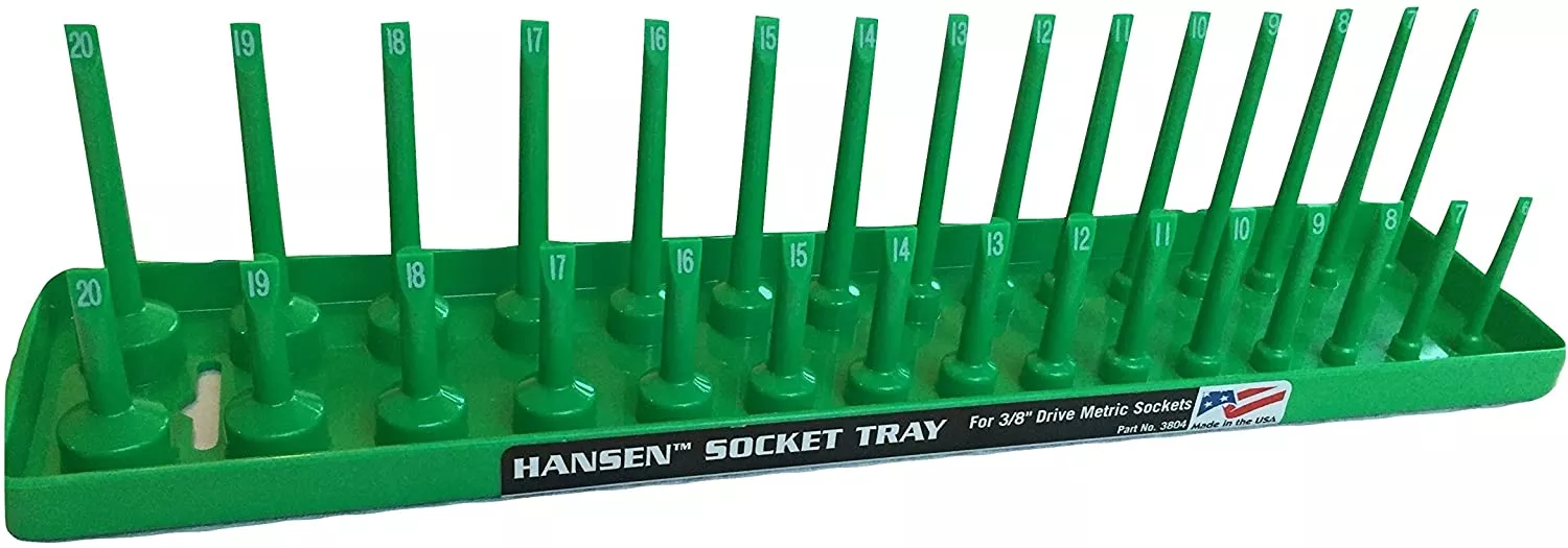 Hansen Global 3804 3/8" Dr. METRIC Socket Organizer GREEN