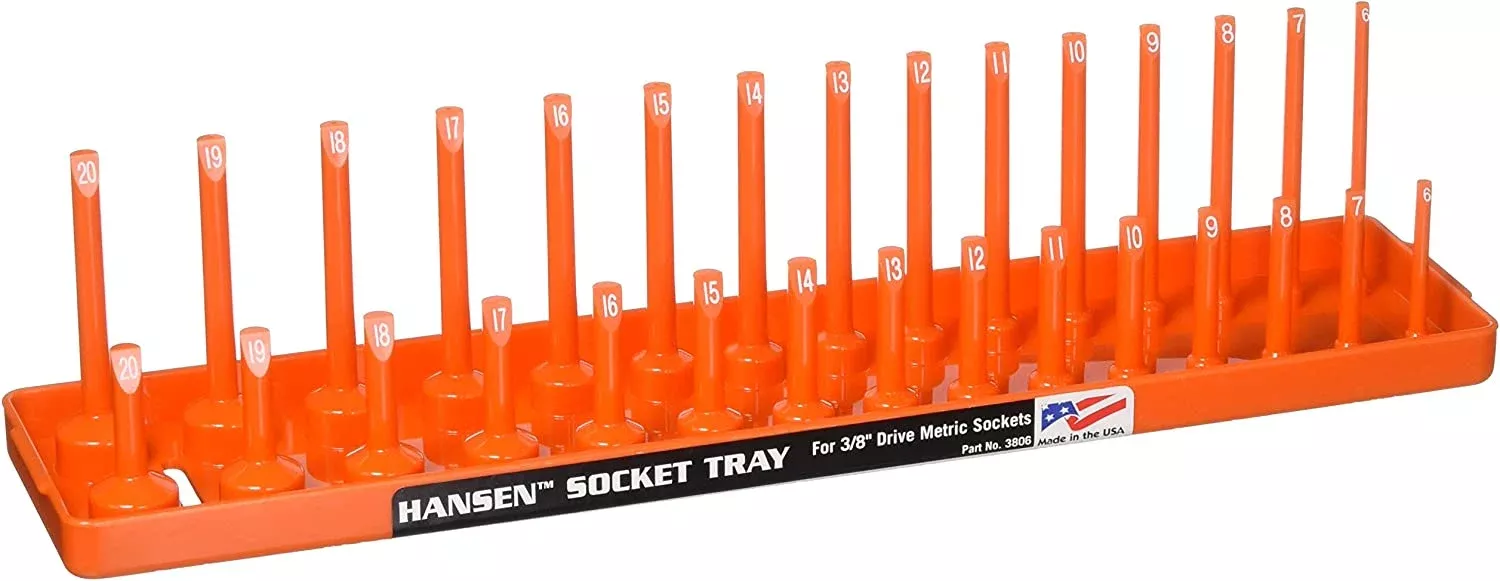 Hansen Global 3806 3/8" Dr. METRIC Socket Organizer ORANGE