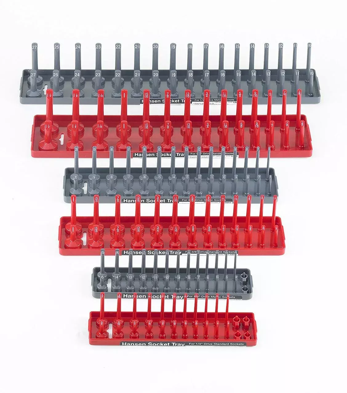 Hansen Global 92000 6pc Socket Tray Set for SAE & METRIC 1/4", 3/8" & 1/2"