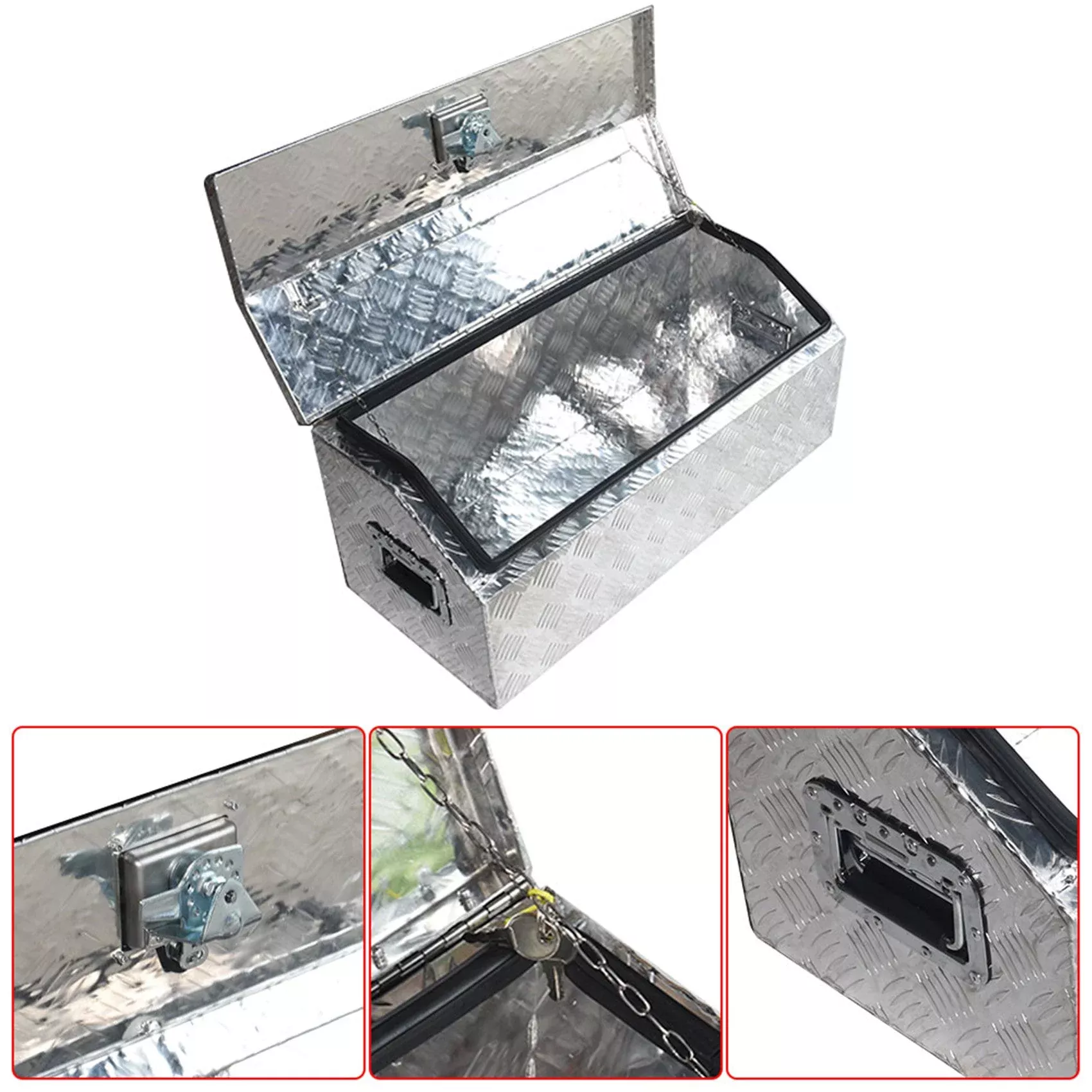Heavy Duty Aluminum Tool Box for ATV Storage Truck Pickup RV, 30" L, Silver