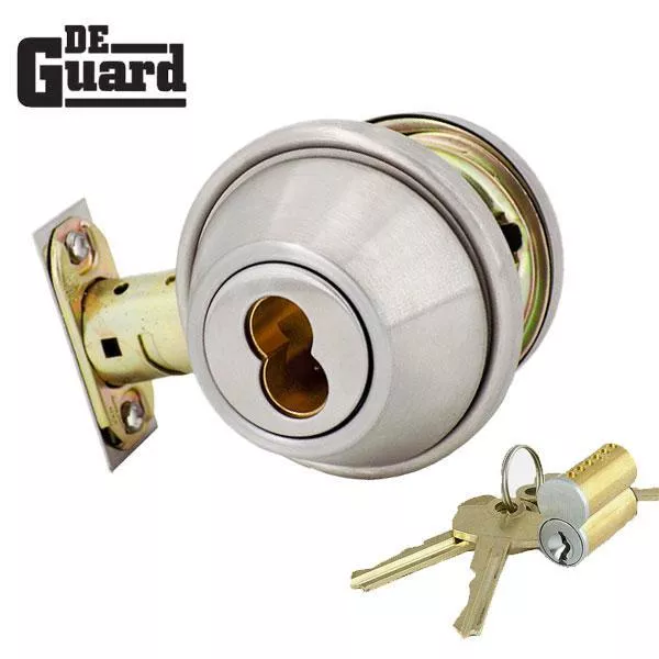 Heavy Duty IC Core Deadbolt and IC Core Cylinder Bundle - Grade 2 - Satin Stainless Steel - SC1