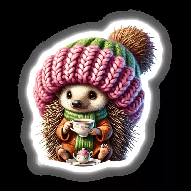 Hedgehog Gnome Having a Tea Party