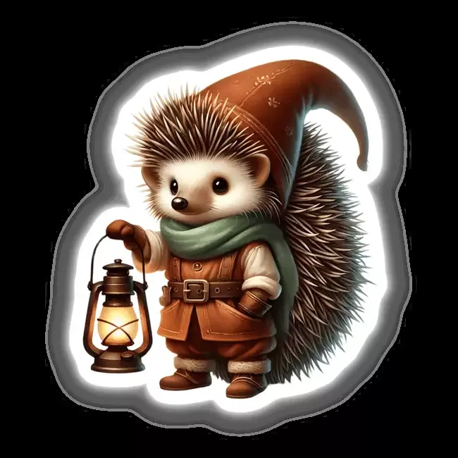 Hedgehog Gnome Holding Lantern