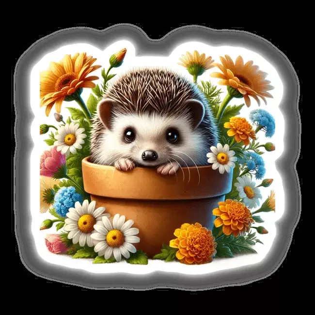 Hedgehog Peeking Out of Flower Pot